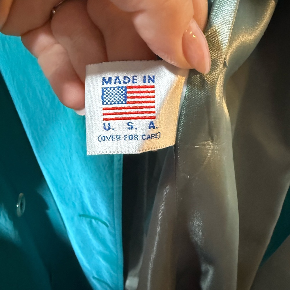 Teal Double-Breasted Trench Coat - Picture 5 of 7